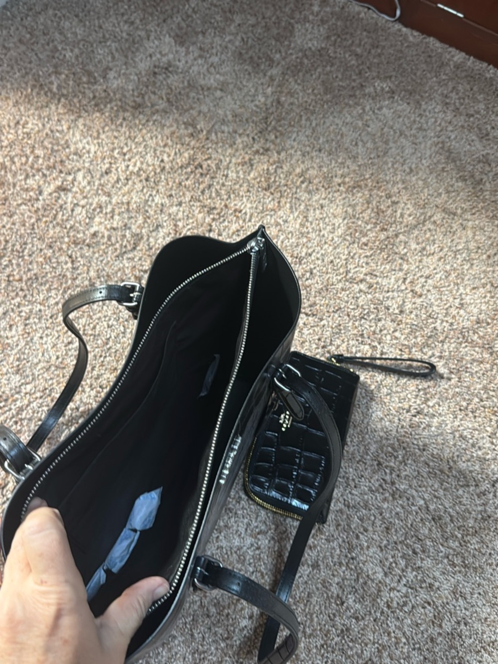 Coach Black Croc-Mollie Tote with Matching Wallet Set - Picture 5 of 5